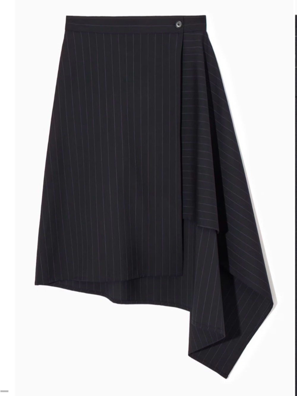 COS ASYMMETRIC WOOL SKIRT -
NAVY / PINSTRIPED, Size: 14, Perfect Condition